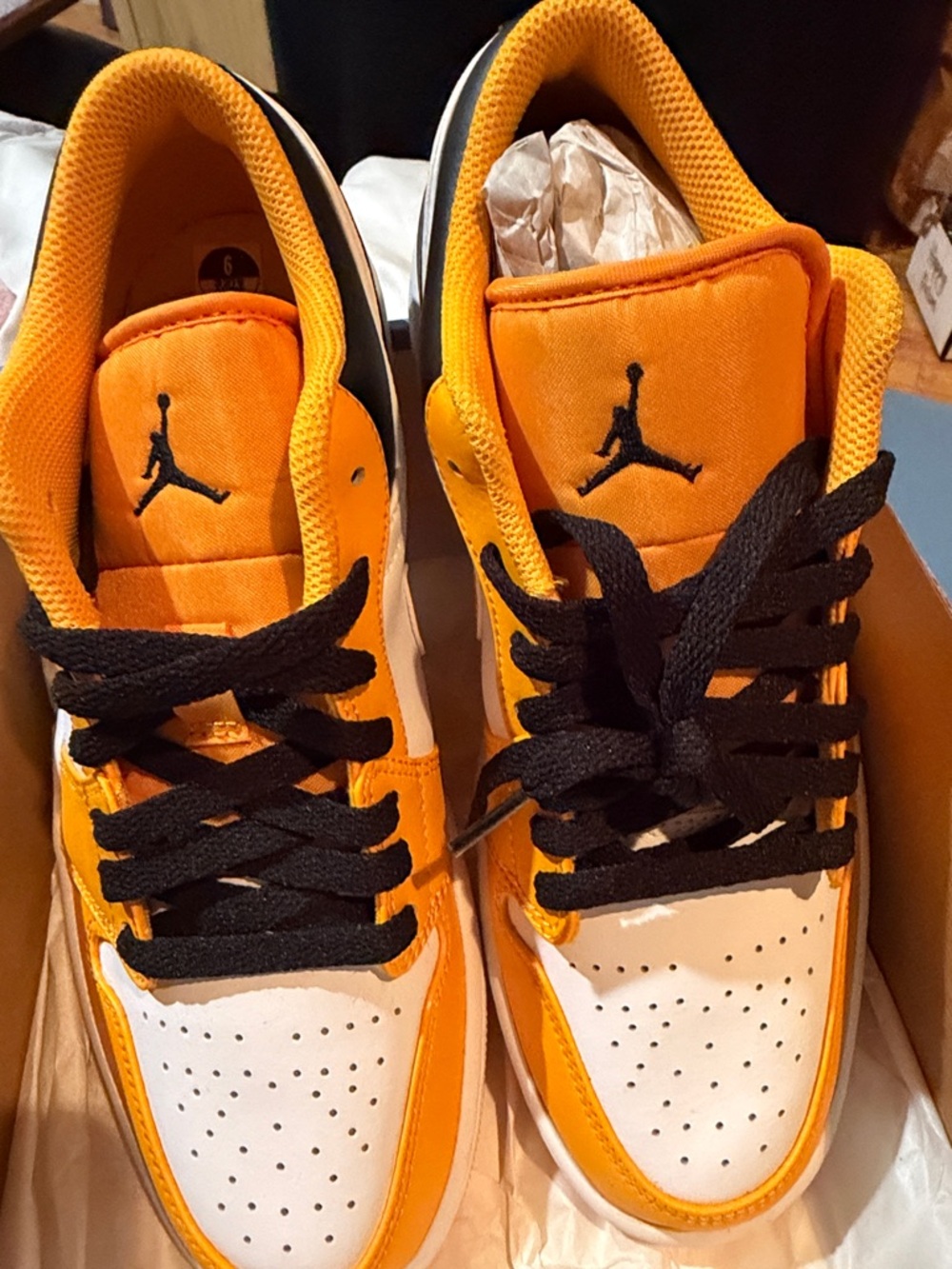 Jordan Low Top Sneakers in Orange, White and Black - Picture 4 of 5